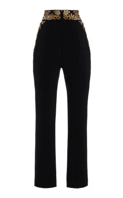 Carolina Herrera Embroidered Cropped Straight-Leg Pants 6 Carolina Herrera Embroidered Cropped Straight-Leg Pants -Lady Fashion Store carolina herrera black cropped straight leg pants 1