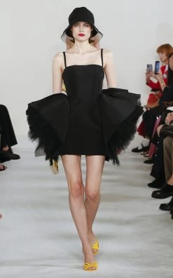 Carolina Herrera Corsetted Hip-Detailed Silk Faille Mini Dress