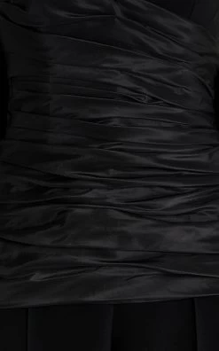 Carolina Herrera Trailing Train Ruched Silk Jumpsuit -Lady Fashion Store carolina herrera black trailing train ruched silk jumpsuit 4