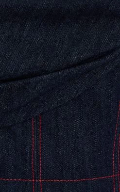 Carolina Herrera Corseted Cotton-Chambray Crop Top -Lady Fashion Store carolina herrera blue asymmetric corset chambray cropped top 3