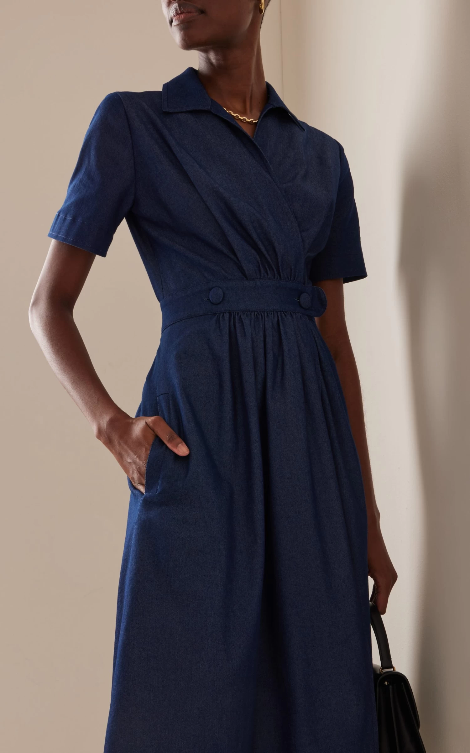 Carolina Herrera A-Line Stretch Denim Midi Shirt Dress 4 Carolina Herrera A-Line Stretch Denim Midi Shirt Dress - Image 2