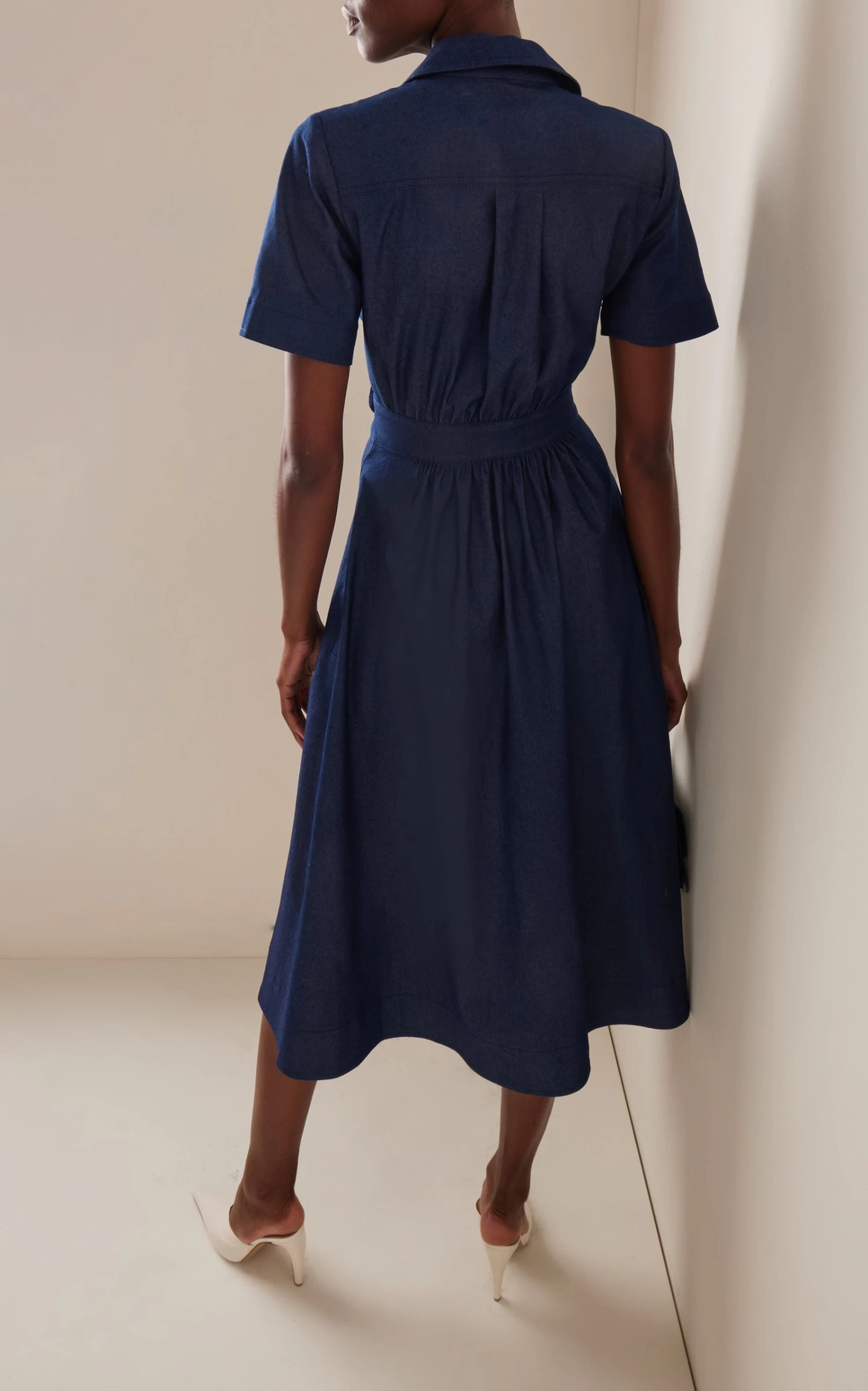 Carolina Herrera A-Line Stretch Denim Midi Shirt Dress 5 Carolina Herrera A-Line Stretch Denim Midi Shirt Dress - Image 3