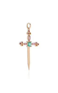 Fly Away Collection 18K Gold, Emerald, Pink Tourmaline, Amethyst, Ruby Pendant