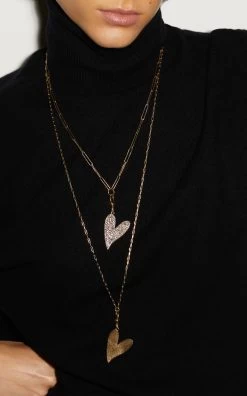 Be Mine 14k Yellow Gold Diamond Mega Heart Necklace -Lady Fashion Store charms company gold 14k yellow gold mega heart pendant with diamonds hook and large link chain 4