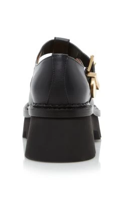 Chloé Owena Leather Loafers -Lady Fashion Store chloe black owena leather loafers 2