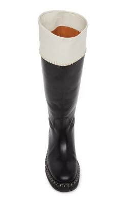 Chloé Noua Leather Riding Boots 8 Chloé Noua Leather Riding Boots -Lady Fashion Store chloe black white noua leather riding boots 1