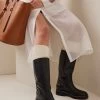 Chloé Noua Leather Riding Boots -Lady Fashion Store chloe black white noua leather riding boots
