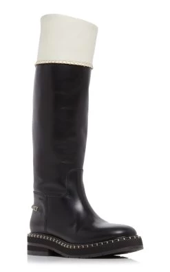 Chloé Noua Leather Riding Boots 10 Chloé Noua Leather Riding Boots -Lady Fashion Store chloe black white noua leather riding boots 3