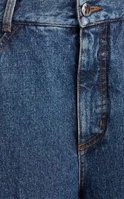 Chloé Cotton-Hemp Wide-Leg Jeans -Lady Fashion Store chloe blue cotton and hemp blend denim pants 5