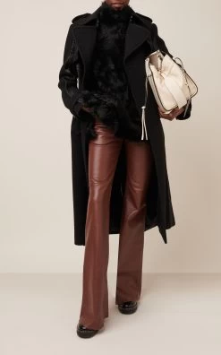 Chloé Leather Wide-Leg Pants 10 Chloé Leather Wide-Leg Pants -Lady Fashion Store chloe brown leather wide leg pants 1