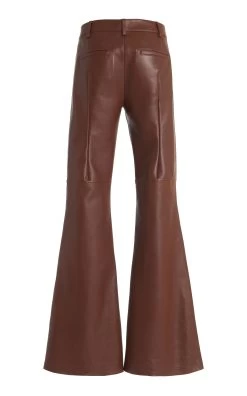 Chloé Leather Wide-Leg Pants 14 Chloé Leather Wide-Leg Pants -Lady Fashion Store chloe brown leather wide leg pants 5