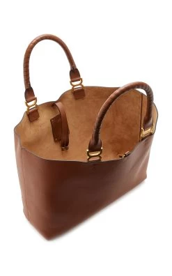 Chloé Marcie Large Leather Tote Bag -Lady Fashion Store chloe brown marcie large tote 3