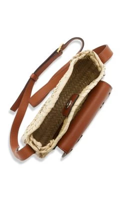 Chloé Marcie Leather Raffia Shoulder Bag -Lady Fashion Store chloe brown marcie shoulder bag 3