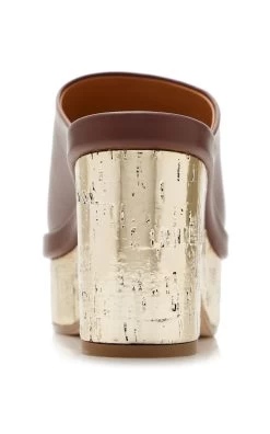 Chloé Oli Leather Platform Mules -Lady Fashion Store chloe brown oli 2