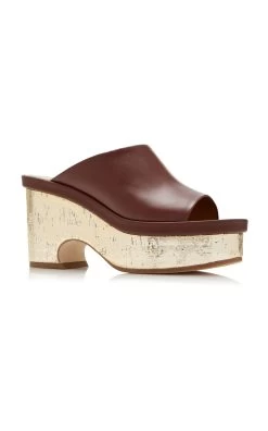 Chloé Oli Leather Platform Mules -Lady Fashion Store chloe brown oli 3