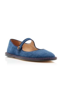 Chloé Rubie Denim Flats -Lady Fashion Store chloe dark wash rubie denim flats 2