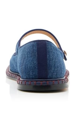 Chloé Rubie Denim Flats -Lady Fashion Store chloe dark wash rubie denim flats 3