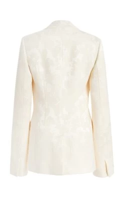 Chloé Wool-Silk Floral Jacquard Jacket -Lady Fashion Store chloe ivory wool silk floral jacquard jacket 3