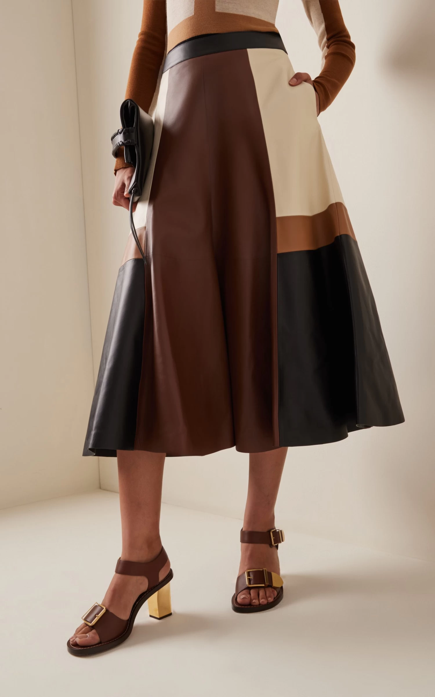 Chloé Patchwork Leather Midi Skirt 4 Chloé Patchwork Leather Midi Skirt - Image 2