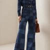 Chloé Patchwork Recycled Cotton-Hemp Wide-Leg Jeans