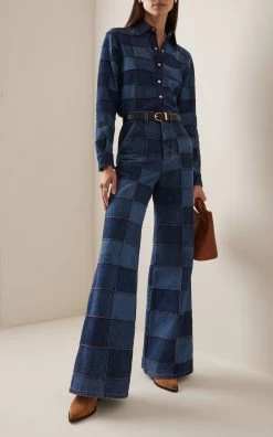 Chloé Patchwork Recycled Cotton-Hemp Wide-Leg Jeans