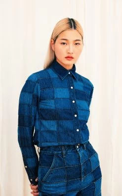 Chloé Patchwork Recycled Cotton-Hemp Wide-Leg Jeans -Lady Fashion Store chloe multi patchwork reycled cotton hemp wide leg jeans 3