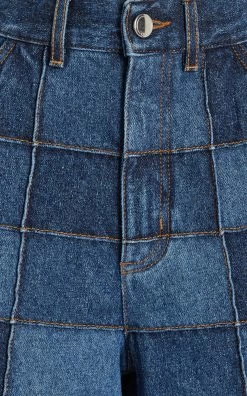 Chloé Patchwork Recycled Cotton-Hemp Wide-Leg Jeans -Lady Fashion Store chloe multi patchwork reycled cotton hemp wide leg jeans 4