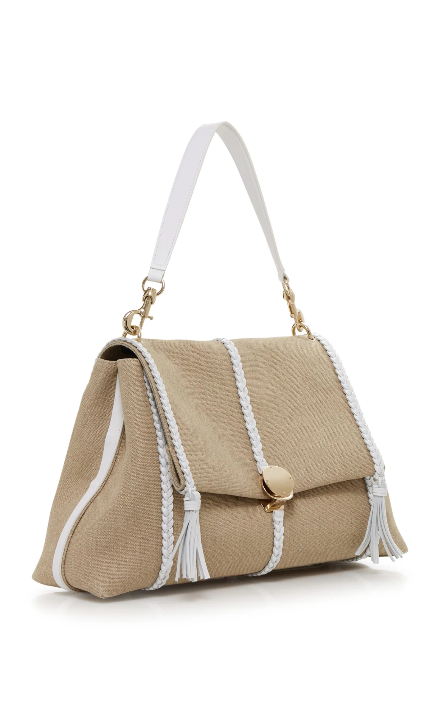 Chloé Penelope Leather-Trimmed Linen Hobo Bag 4 Chloé Penelope Leather-Trimmed Linen Hobo Bag - Image 2