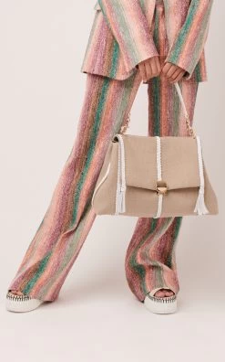 Chloé Penelope Leather-Trimmed Linen Hobo Bag