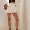 Chloé Linen Drill Shorts -Lady Fashion Store chloe white linen drill shorts