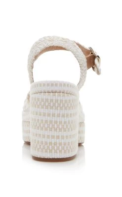 Chloé Odina Woven Platform Sandals -Lady Fashion Store chloe white odina woven sandals 2