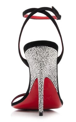 Christian Louboutin Arch Queen 100mm Embellished Suede Sandals -Lady Fashion Store christian louboutin black arch queen strass 100 veau velours lin 4