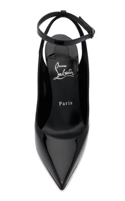 Christian Louboutin Condora 100mm Patent Leather Slingback Pumps -Lady Fashion Store christian louboutin black condora patent leather slingback pumps 2