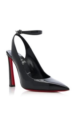 Christian Louboutin Condora 100mm Patent Leather Slingback Pumps -Lady Fashion Store christian louboutin black condora patent leather slingback pumps 4