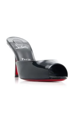 Christian Louboutin Dolly 85mm Patent Leather Mule Pumps -Lady Fashion Store christian louboutin black me dolly 85 patent lining 3