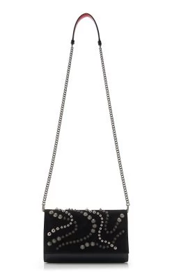 Christian Louboutin Paloma Spike-Embellished Suede, Leather Clutch -Lady Fashion Store christian louboutin black paloma clutch patent spikes 2