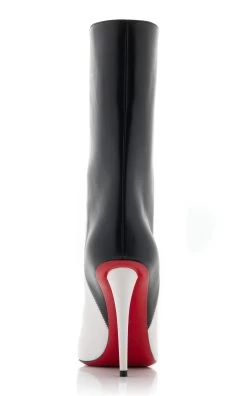 Christian Louboutin Astrilarge 100mm Two-Tone Leather Ankle Boots -Lady Fashion Store christian louboutin black white astrilarge booty 100 calf 1