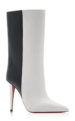 Christian Louboutin Astrilarge 100mm Two-Tone Leather Ankle Boots -Lady Fashion Store christian louboutin black white astrilarge booty 100 calf 2