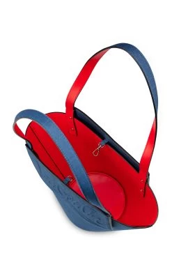 Christian Louboutin Loubishore Denim Leather Tote Bag -Lady Fashion Store christian louboutin blue loubishore denim 4