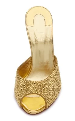 Christian Louboutin Me Dolly 100mm Embellished Leather Mules -Lady Fashion Store christian louboutin gold me dolly 100 embellished leather mules 1