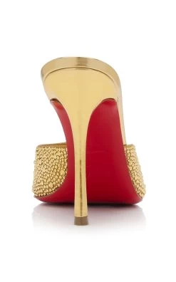 Christian Louboutin Me Dolly 100mm Embellished Leather Mules -Lady Fashion Store christian louboutin gold me dolly 100 embellished leather mules 3