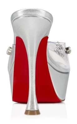 Christian Louboutin Degraqueen Alta 130mm Leather PVC Sandals 7 Christian Louboutin Degraqueen Alta 130mm Leather PVC Sandals -Lady Fashion Store christian louboutin silver degraqueen alta 130 pvc nappa laminata lin 1
