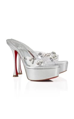 Christian Louboutin Degraqueen Alta 130mm Leather PVC Sandals 8 Christian Louboutin Degraqueen Alta 130mm Leather PVC Sandals -Lady Fashion Store christian louboutin silver degraqueen alta 130 pvc nappa laminata lin 2