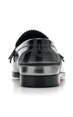 Christian Louboutin Donna Burnished Leather Penny Loafers -Lady Fashion Store christian louboutin silver penny donna flat calf brush lining 2