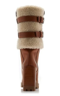 Christian Louboutin Brodeback 100mm Shearling Ankle Boots 8 Christian Louboutin Brodeback 100mm Shearling Ankle Boots -Lady Fashion Store christian louboutin tan brodeback lug 100 clf wax shearl lin shearl cuoio 2