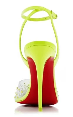 Christian Louboutin Spikaqueen 100mm Leather And PVC Pumps -Lady Fashion Store christian louboutin yellow spikaqueen 100 pvc patent perle lin 2