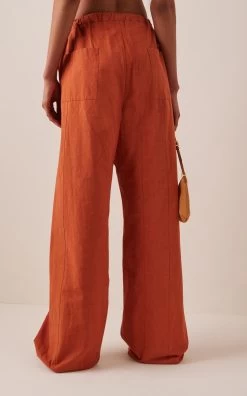 Wide-Leg Cotton Pants -Lady Fashion Store christopher esber orange wide leg cotton pant 2