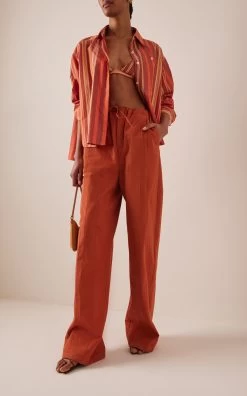 Wide-Leg Cotton Pants