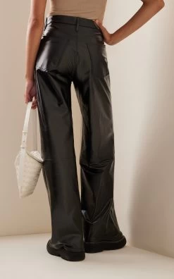 CITIZENS OF HUMANITY Annina Patent Leather Wide-Leg Pants -Lady Fashion Store citizens of humanity black annina trouser patent leather 2