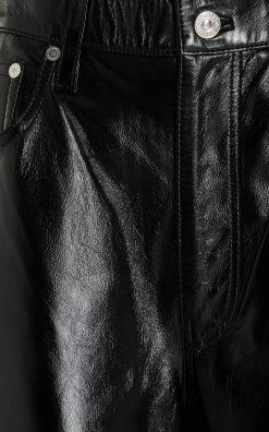 CITIZENS OF HUMANITY Annina Patent Leather Wide-Leg Pants -Lady Fashion Store citizens of humanity black annina trouser patent leather 4